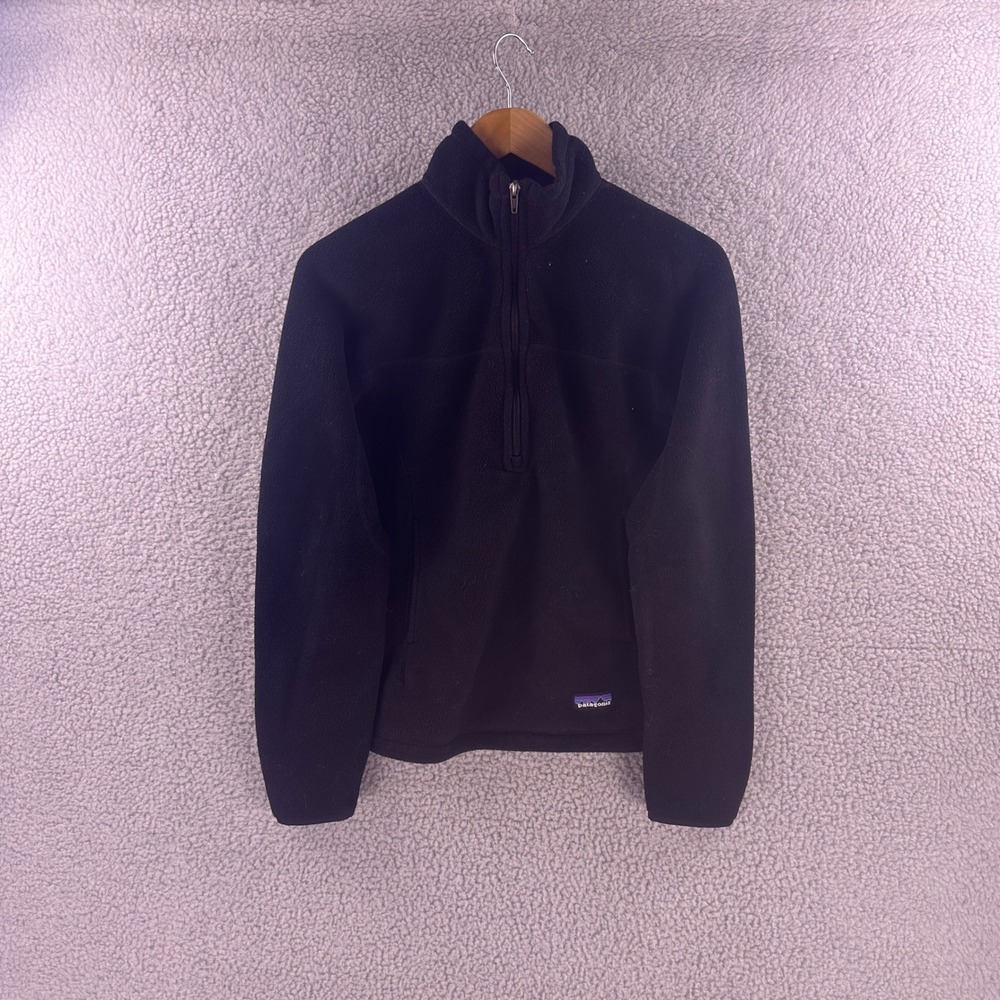 Patagonia Synchilla Fleece Quarter Zip Pullover Sweater Black Womens Small